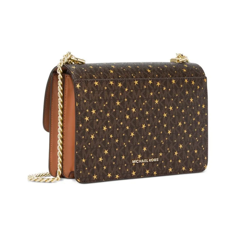 MICHAEL KORS Jade Canvas Crossbody Bag, Shoulder Bag Tubas Women's Dark Brown-1