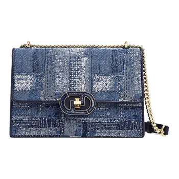 FION Fabric Box Bag, Small Square Bag, Shoulder Bag Small Size Women's Dark Blue