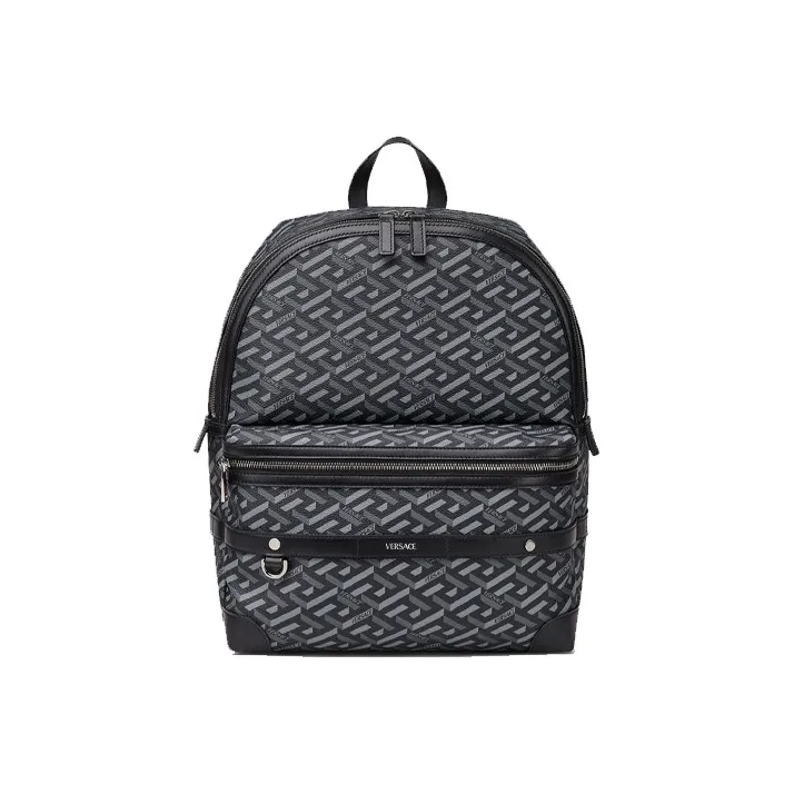 VERSACE Canvas Backpack Men's Black-0