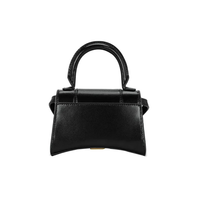 Balenciaga Hourglass Smooth Finish Calfskin Hourglass Bag Portable Crossbody Bag Shoulder Bag Mini Women's Black-2