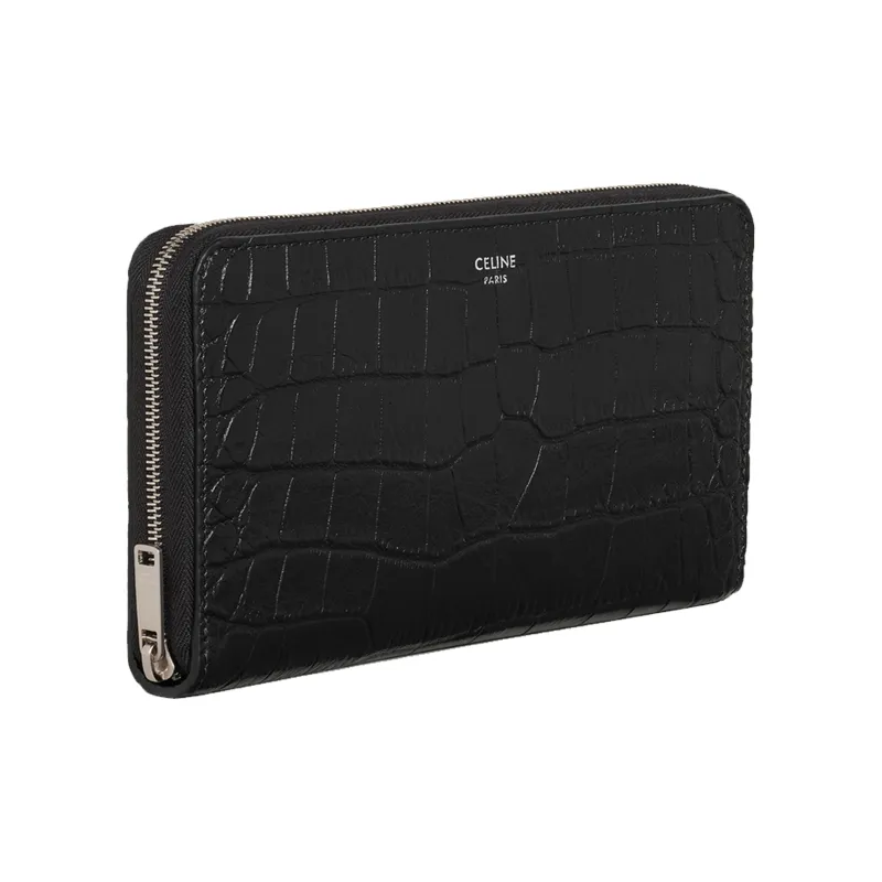 CELINE Calfskin Clutches Wallets Large Size Men's Black-1