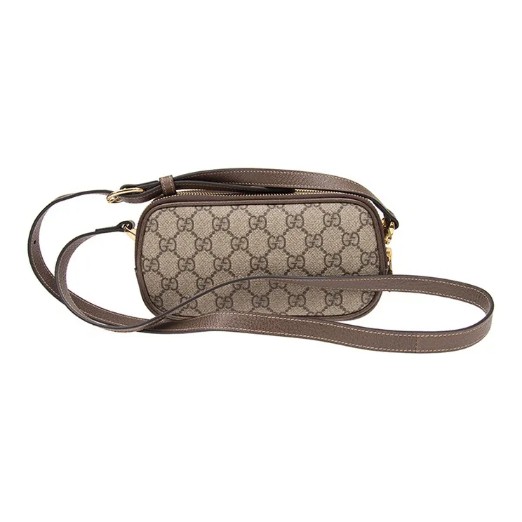 GUCCI Ophidia Canvas With Leather Trim Crossbody Bag, Shoulder Bag Women's Ebony-2