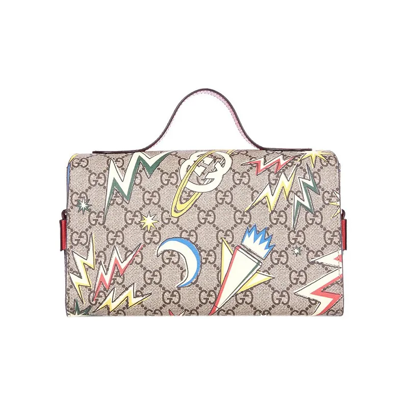 GUCCI Canvas With Leather Messenger Bag Crossbody Bag Handbag Shoulder Bag Regular Kids' Ebony/Red/Multicolor-2