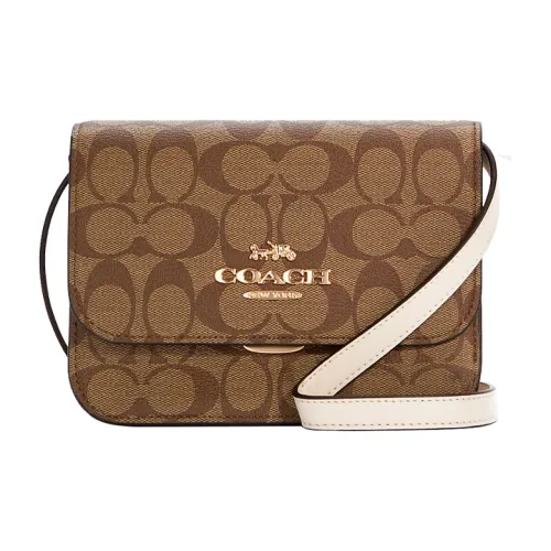 COACH Brynn Canvas With Leather Small Square Bag Shoulder Bag Crossbody Bag Small Size Women's Brown