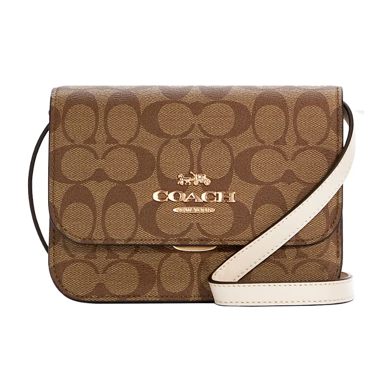 COACH Brynn Canvas With Leather Small Square Bag Shoulder Bag Crossbody Bag Small Size Women's Brown-0