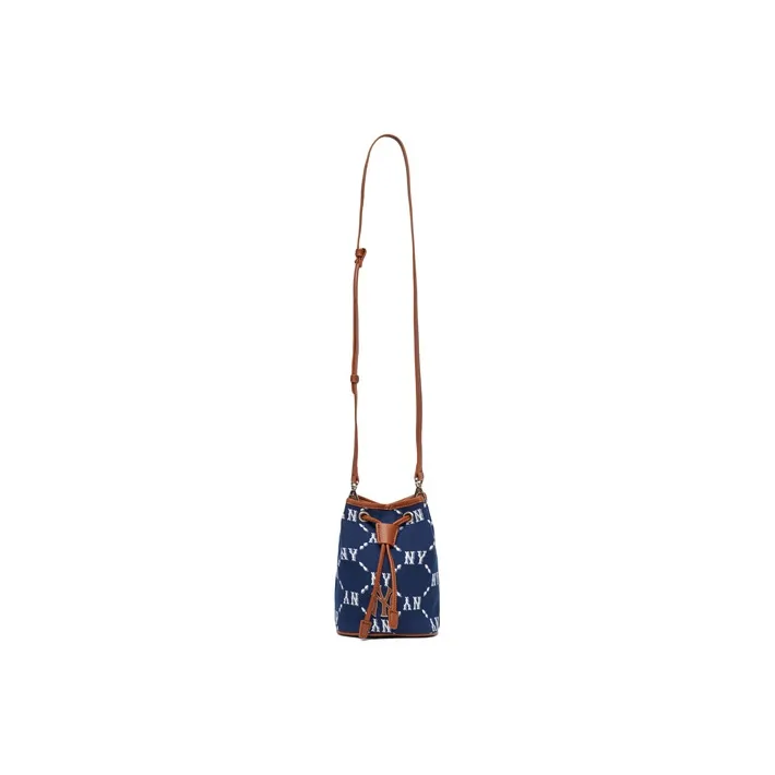 MLB Monogram Collection Polyester Synthetic Leather Bucket Bag, Shoulder Bag, Fanny Pack Mini Unisex Blue-4