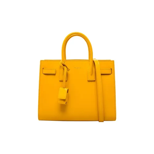 SAINT LAURENT Smooth Leather Tote Trunk Bag Crossbody Handbag Shoulder Bag Regular Women's Yellow