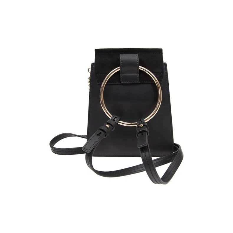 Chloe Faye Suede Calfskin Handbag Shoulder Bag Small Size Women's Black-2