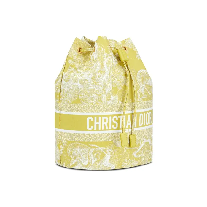 DIOR Technical Fabric Makeup Bag Toiletry Bag Travel Storage Bag Handbag Clutch Regular Women's Green Yellow-1