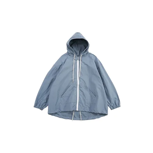 NEVERSEEZ Windbreaker Jackets Unisex Gray Blue