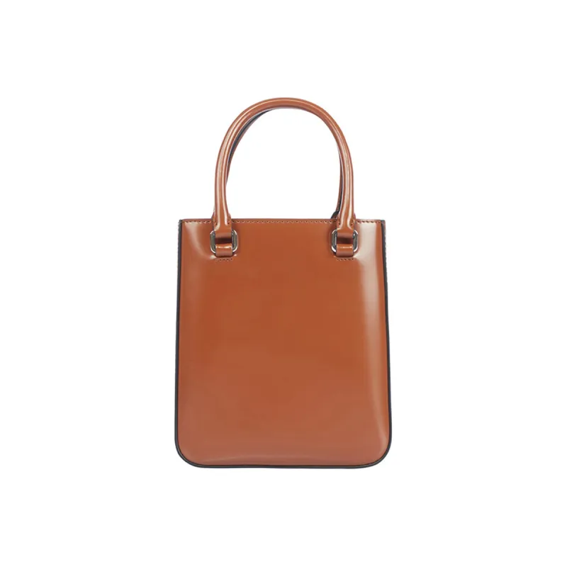 PRADA Leather Handbag Shoulder Bag Crossbody Bag Tote Small Size Women's Brown-2