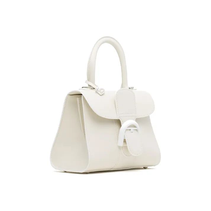 Delvau Cow Leather Shoulder Bag, Crossbody Bag, Handbag Mini Women's White-2