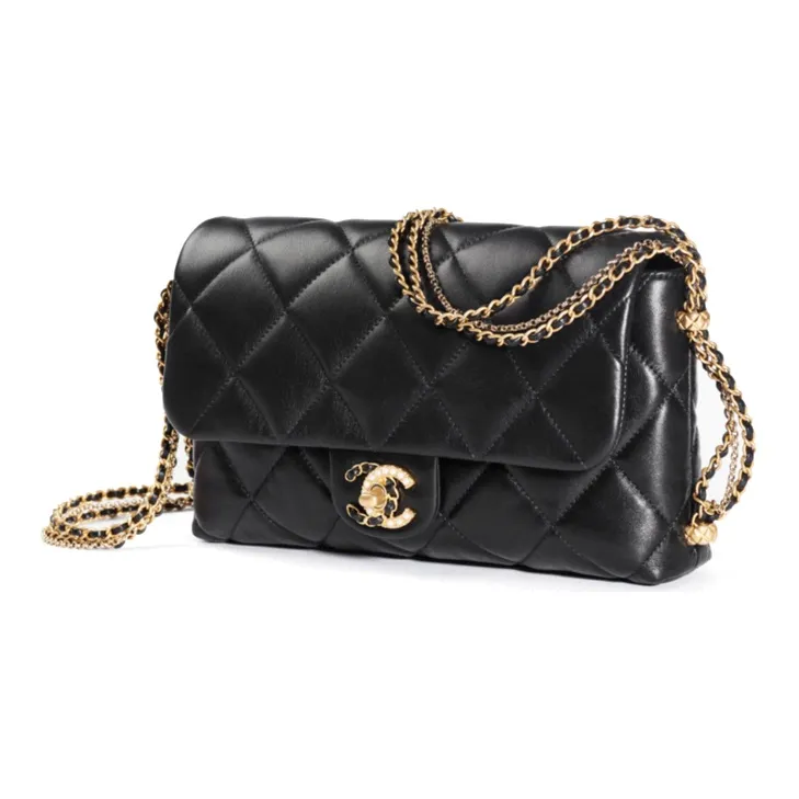 CHANEL Lambskin Flap Bag, Shoulder Bag, Crossbody Bag Women's Black-1
