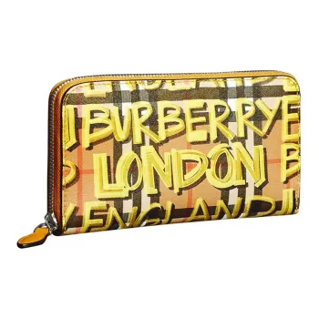 Burberry Cow Leather Card Holder Wallet Women's Yellow