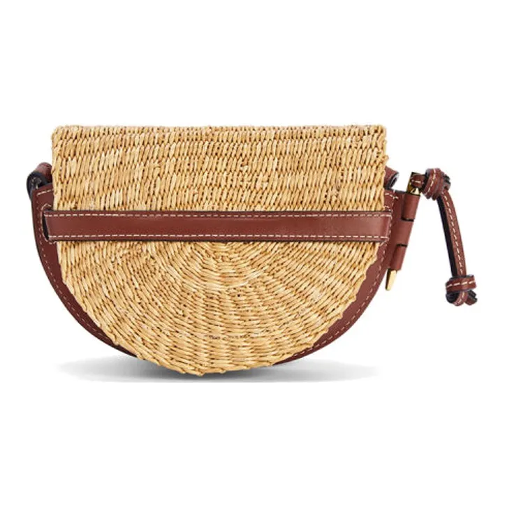 LOEWE Gate Elephant Grass With Calfskin Shoulder Bag Travel Bag Crossbody Bag Mini Women's Natural/Brown-2