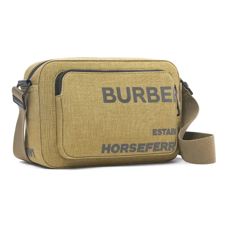 Burberry Horseferry Cow Leather Messenger Bag, Shoulder Bag, Crossbody Bag Men's Deep Moss Green-1