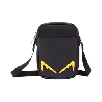 FENDI Leather Messenger Bag Camera Bag Shoulder Bag Crossbody Bag Men's Black