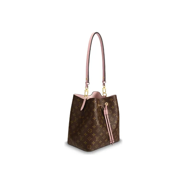 LOUIS VUITTON Coated Canvas With Leather Bucket Bag, One Shoulder Handbag Regular Women's Brown-1
