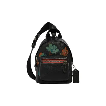 COACH Pebbled Leather One Shoulder Crossbody Fanny Pack Sling Bags Mini Women's Black