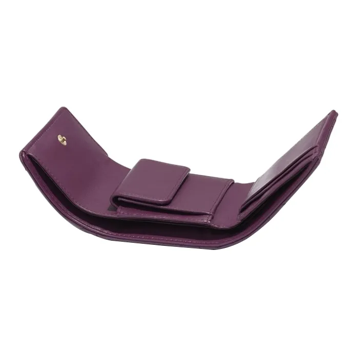CHANEL 19Bag Sheepskin Card Holder, Wallet Trumpets Women's Purple-3
