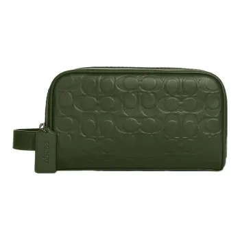COACH Travel Kit Leather Travel Bag Clutch Toiletry Bag Small Size Men's Copper Green