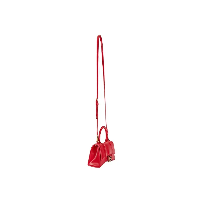 Balenciaga Hourglass Calfskin Handbag Shoulder Bag Women's Red-3