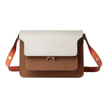MARNI Trunk Calfskin Trunk Bag Handbag Travel Bag Women's White/Brown/Orange