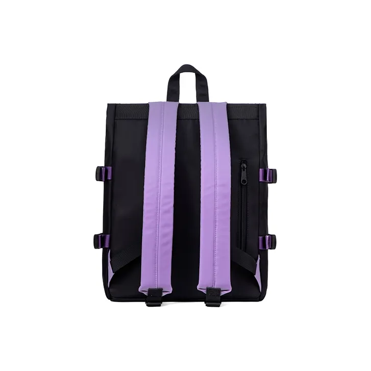 MR.ACE HOMME Nylon Fabric Backpack Laptop Backpack Regular Women's Checkerboard Purple/Black-4