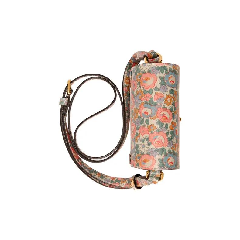 GUCCI Liberty Collaboration Leather Cell Phone Pouch Shoulder Bag Crossbody Bag Mini Women's Light Pink/Multicolor-4