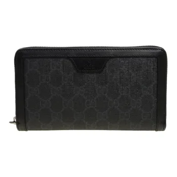 GUCCI Coated Canvas With Leather Wallet Regular Unisex Black Gray Color
