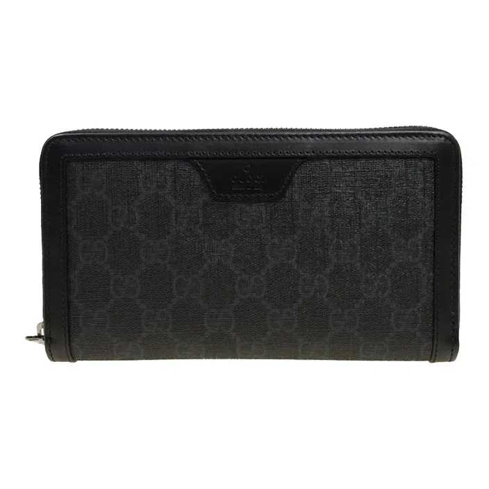 GUCCI Coated Canvas With Leather Wallet Regular Unisex Black Gray Color-0