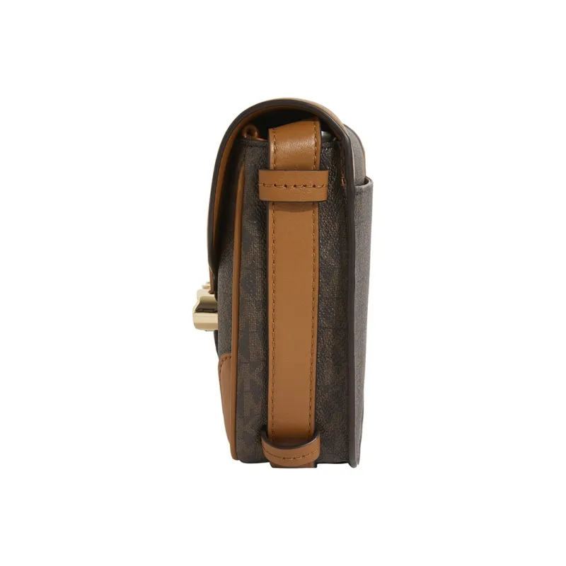 MICHAEL KORS Hally PVC Saddle Bag, Crossbody Bag, Shoulder Bag Women's Dark Brown/Acorn Brown-2