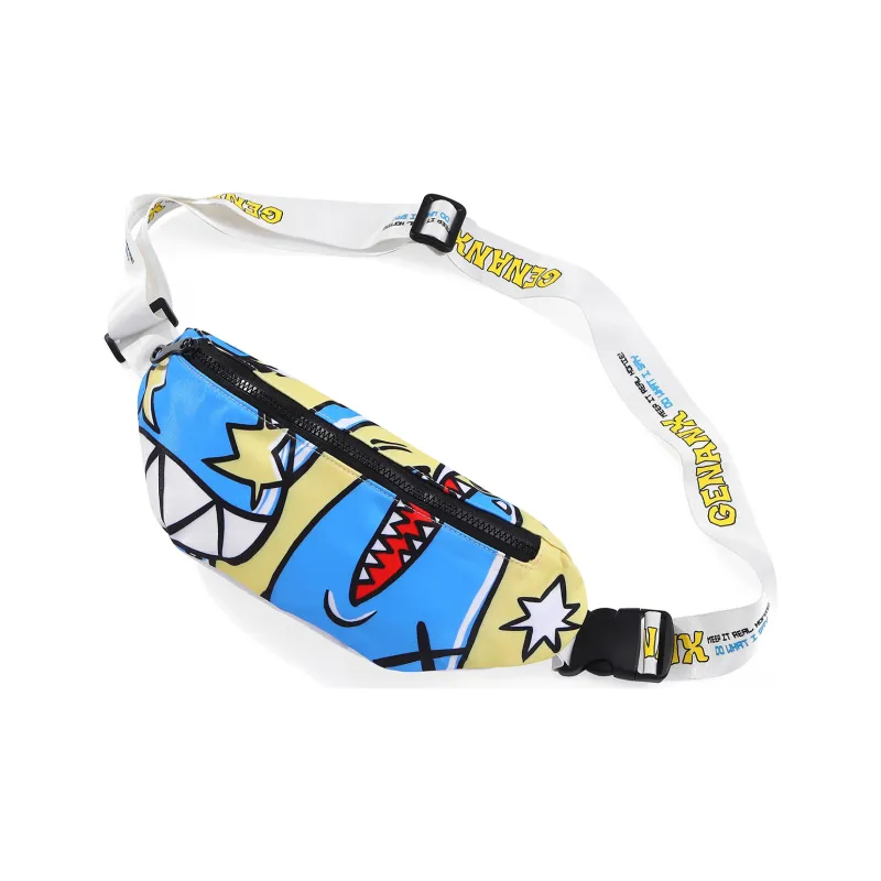 GENANX Polyamide Water Dumpling Bag, Waist Bag Medium Size Unisex Blue White-1