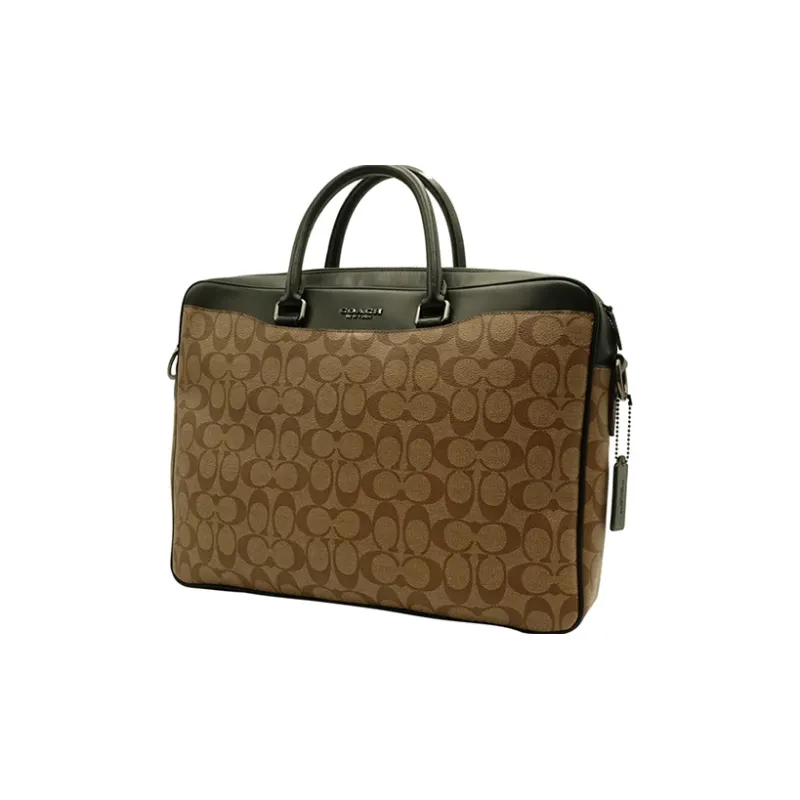 COACH Beckett Canvas With Leather Crossbody Handbag Tubas Men's Dark Khaki & Black-1