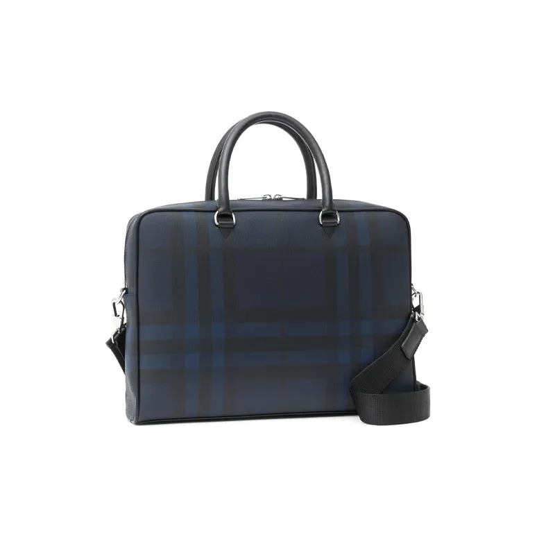 Burberry Leather Handbag Shoulder Bag Crossbody Bag Briefcase Men's Marine Blue-1