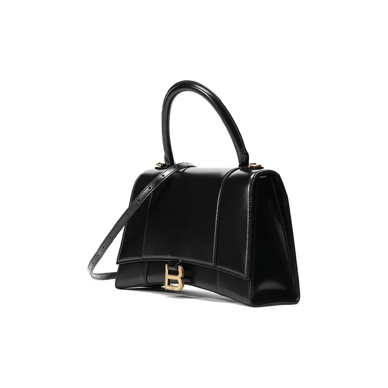 Balenciaga Hourglass Smooth Cow Leather Hourglass Bag, Shoulder Bag, Crossbody Bag, Handbag Unisex Black-1