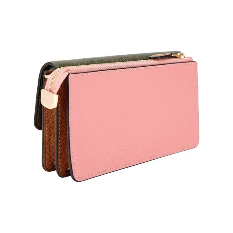 COACH Foldover Artificial Leather Wallets Clutches Small Size Women's Pink Green Multicolor-3