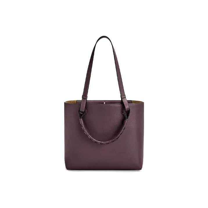 LOEWE Anagram Calfskin Tote Bag Shopping Bag Shoulder Bag Handbag Small Size Women's Plum-2