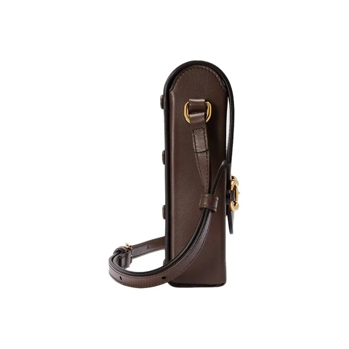 GUCCI Horsebit 1955 Leather Cell Phone Pouch, Cigarette Case, Bag, Crossbody Bag, Shoulder Bag Unisex Brown-3
