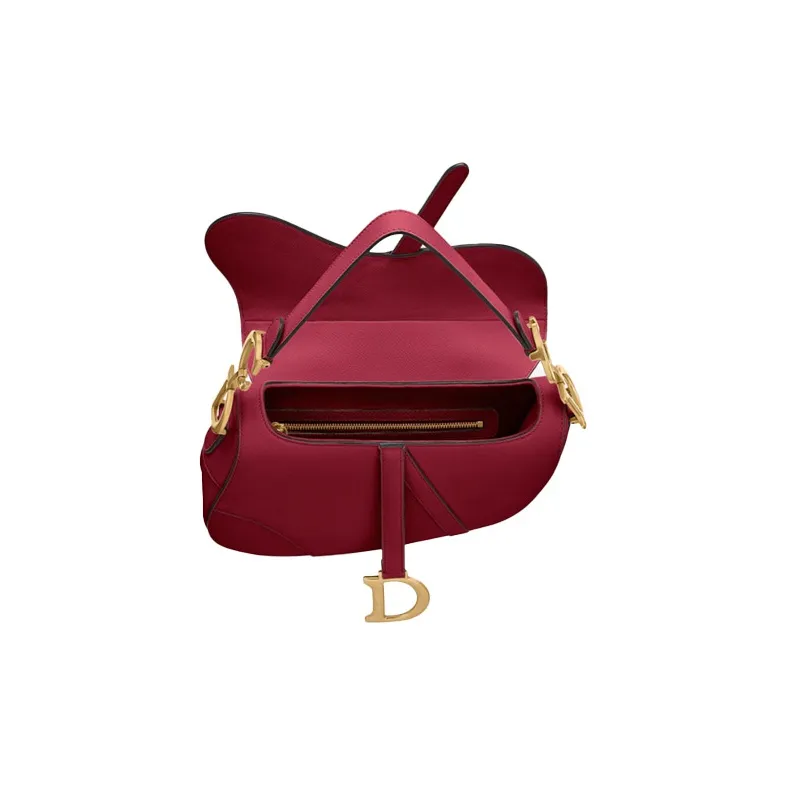 DIOR Saddle Cow Leather Handbags Shoulder Bags Women's Cherry Red-2
