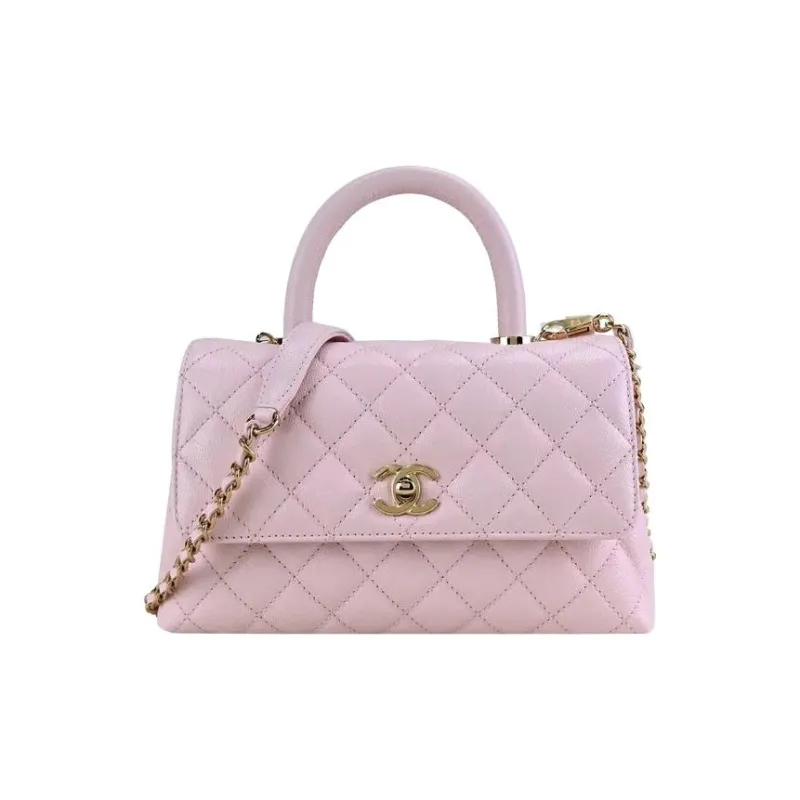CHANEL Coco Handle Caviar Cow Leather Handbag Trumpets Women's Cherry Blossom Pink-0