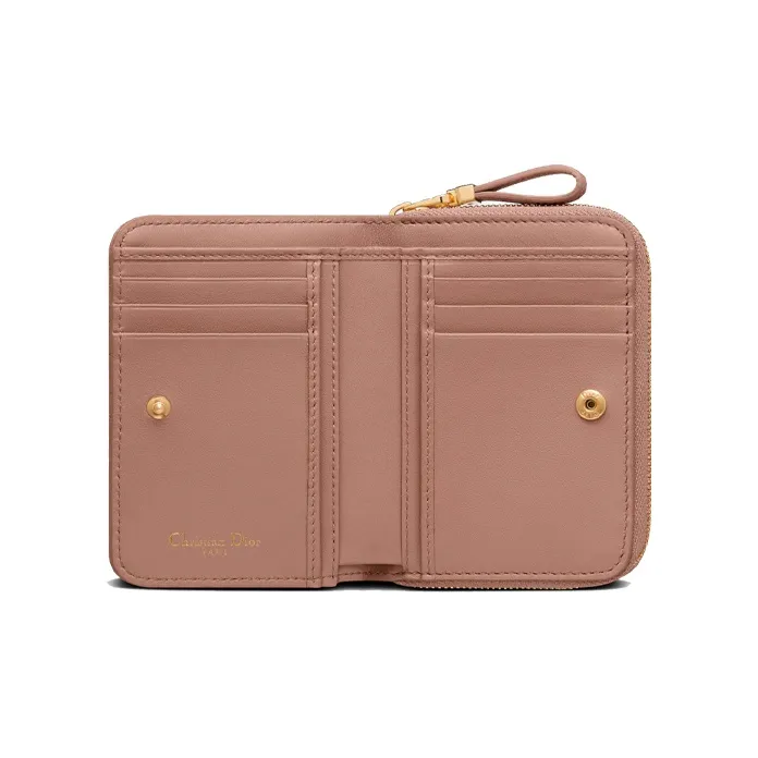 DIOR Caro Soft Calfskin Card Holder Wallet Women's Nude Pink-2
