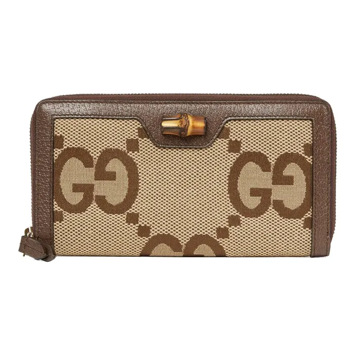 GUCCI Diana Canvas With Leather Canvas Bag Wallet Women's Ebony & Camel & Brown-0