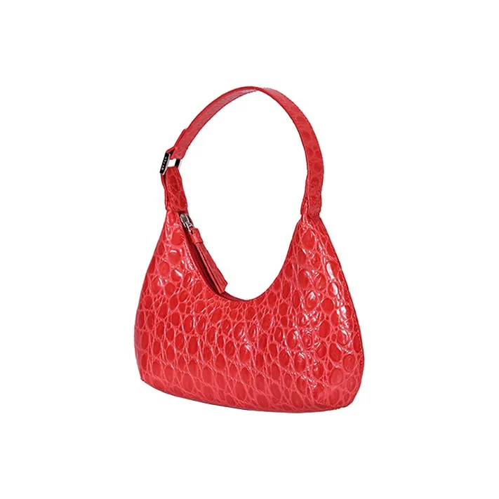 By Far Baby Amber Leather Shoulder Bag Half Moon Bag Hobo Bag Handbag Shoulder Bag Mini Women's Red-2