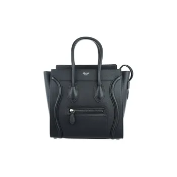 CELINE Luggage Leather Handbag Women's Black