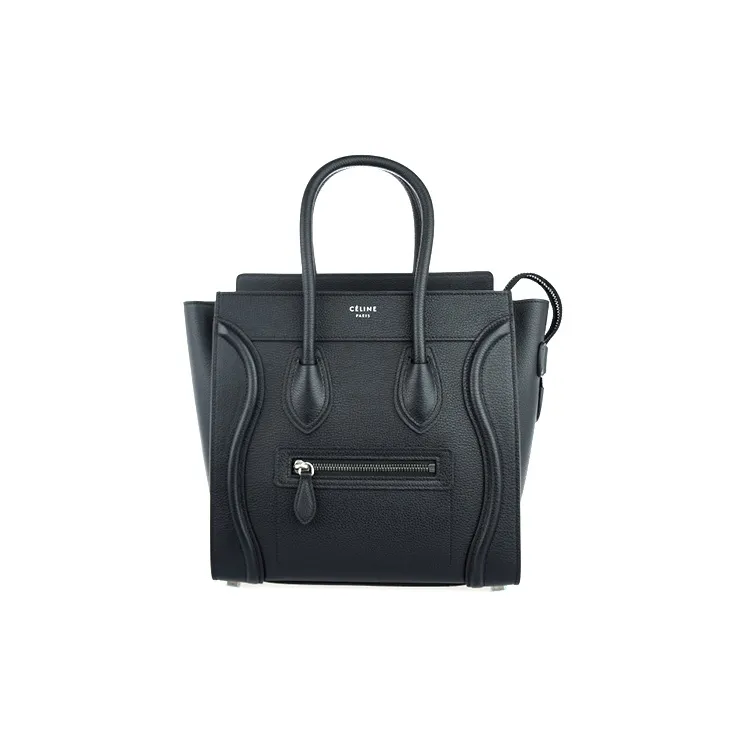 CELINE Luggage Leather Handbag Women's Black-0