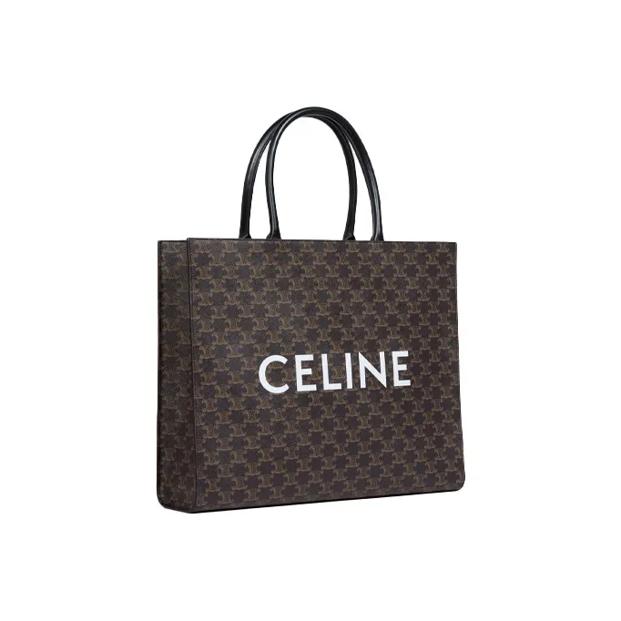 CELINE Cabas Leather Tote Bag Shopping Bag Handbag Men's Black-1