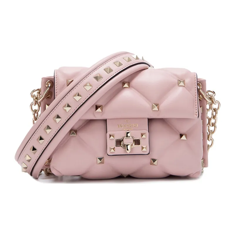 Valentino Leather Shoulder Bag Crossbody Bag Women's Rose Red-0