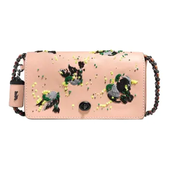 COACH Dinky Cow Leather Shoulder Bag Trumpets Women's Nude Pink