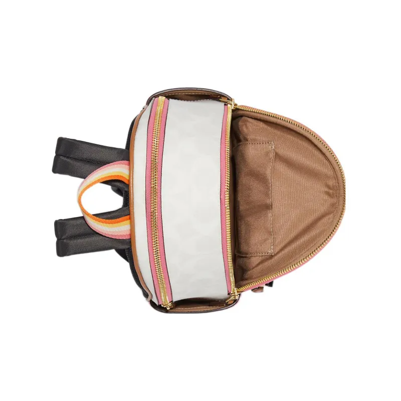 COACH Court Canvas With Leather Backpack Regular Women's Cherry Blossom Pink & White-2